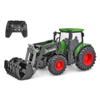 Kids Globe R/C traktor zelený 27cm s predným nakladačom na batérie so svetlom 2,4GHz