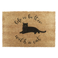 Rohožka z kokosového vlákna 40x60 cm Life Is Better With a Cat – Artsy Doormats