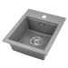 Sink Quality Ferrum New 4050, 1-komorový granitový drez 400x500x185 mm + chrómový sifón, šedá, S