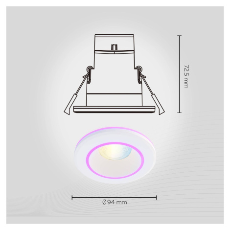 Zapustené stropné svietidlo Calex Smart Halo CCT RGB biela