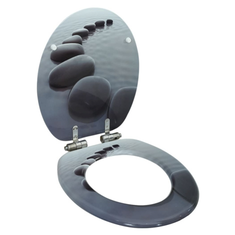 vidaXL WC sedadlo s pomalým sklápaním MDF dizajn kameňov