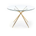 HALMAR Rondo okrúhly sklenený jedálenský stôl priehľadná / zlatá