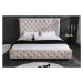 Estila Exkluzívna chesterfield manželská posteľ Kreon v svetlobéžovom odtieni šampanské 160x200c