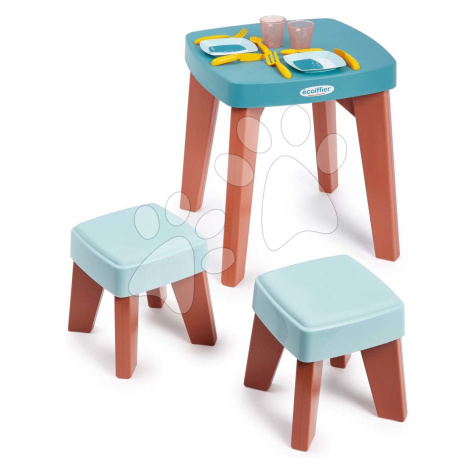 Stôl s dvoma stoličkami Dinning Table Vert Azur Écoiffier s jedálenskou súpravou 13 doplnkov od 