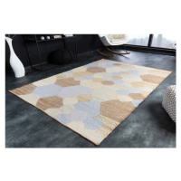 Estila Dizajnový moderný obdĺžnikový koberec Sensei s geometrickým vzorom v hnedo-modrých odtieň