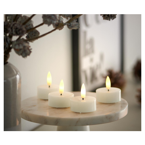 Čajové sviečky z pravého vosku s LED, 4 ks, krémovobiele Tchibo