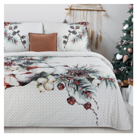Vianočné posteľné obliečky SNOW z bavlneného saténu 220x200 cm, 70x80 cm/X2 Eurofirany