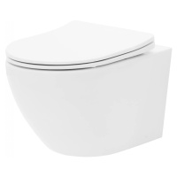 REA - Závesná WC misa vrátane sedátka RIMLESS Carlo Mini Basic biela REA-C6200