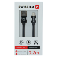 Kábel USB/Lightning (8 pin) Swissten 3.0A 0,2 m čierny