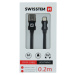 Kábel USB/Lightning (8 pin) Swissten 3.0A 0,2 m čierny