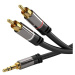 PremiumCord tienený kábel stereo Jack 3.5mm - 2x Cinch M/M HQ čierny 5m