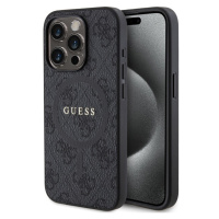 Guess PU Leather 4G Colored Ring MagSafe Zadný Kryt pre iPhone 15 Pro Black