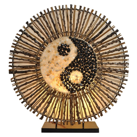 Stolová lampa Ying Yang Batur okrúhla 40 cm hnedá Woru