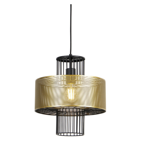 Dizajnová závesná lampa zlatá s čiernou 30 cm - Tess QAZQA
