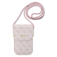 Guess PU 4G Metal Logo Script Phone Bag Pink