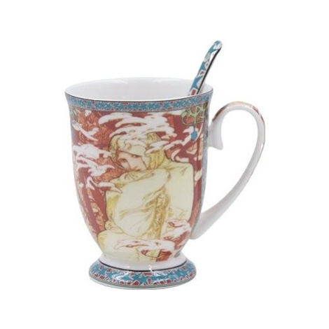 Home Elements porcelánový hrnček 280 ml s lyžičkou, Mucha Zima