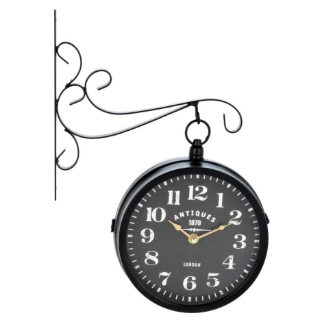 Kovové nástenné hodiny Clemente čierna, 29 x 9 x 39 cm