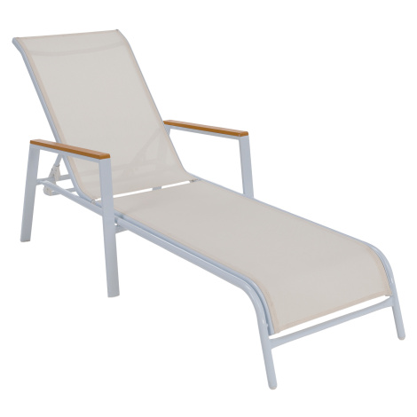 Záhradné ležadlo, biela oceľ/dub, BONTO Tempo Kondela