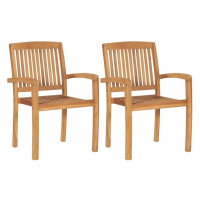 Záhradná jedálenská stolička 2 ks teakové drevo Dekorhome,Záhradná jedálenská stolička 2 ks teak
