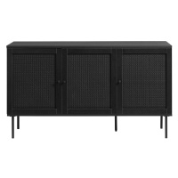 Čierna nízka komoda v dekore duba 140x80 cm Pensacola – Unique Furniture