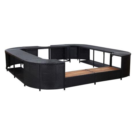 vidaXL Štvorcový rám k vírívke, čierny 268x268x55 cm, polyratan