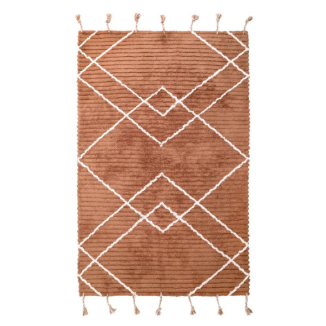Hnedý ručne vyrobený koberec z bavlny Nattiot Lassa, 135 x 190 cm