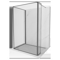 Mexen Kioto, 3-stenová sprchová zástena Walk-In Walk-in 100 x 80 x 40 cm, 8mm číre sklo čierny v