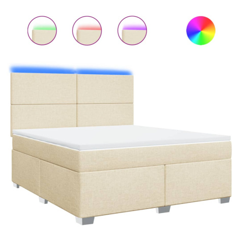 vidaXL Posteľný rám boxspring s matracom krémový 180x200 cm látka