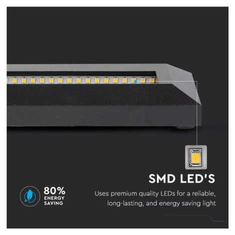 Schodiskové LED svietidlo obdĺžnikové 3W, 3000K, IP65, 110lm, čierne VT-1162 (V-TAC)