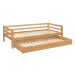 Sivá detská posteľ z borovicového dreva s výsuvným lôžkom 90x200 cm Alpi – Støraa