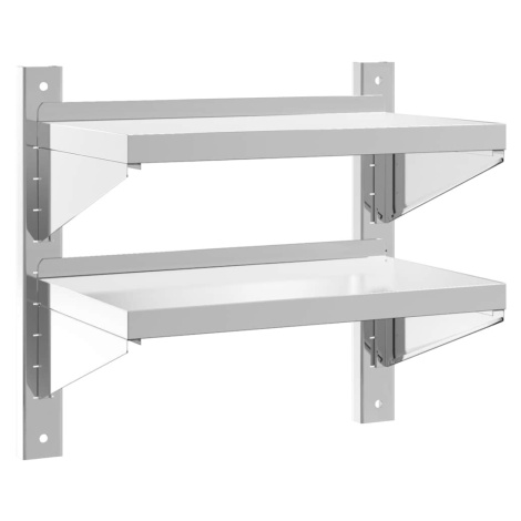vidaXL 2-úrovňová polica 50x30x48 cm strieborná nehrdzavejúca oceľ