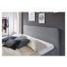 Modro-sivá čalúnená dvojlôžková posteľ s úložným priestorom a roštom 160x200 cm Mattis – Meise M