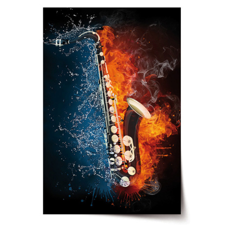 Plagát Ohnivý saxofón - 60x40 cm
