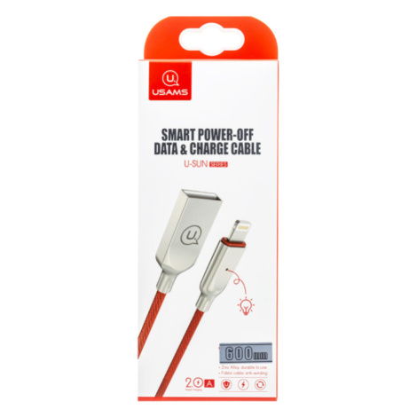 Kábel USAMS Lightning SJ418 Smart Power Off červeno-zlatý  (EU Blister)