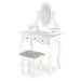 HALMAR Sara toaletný stolík s taburetkou biela