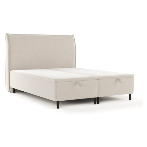 Béžová čalúnená dvojlôžková posteľ s úložným priestorom 200x200 cm Pearl – Maison de Rêve