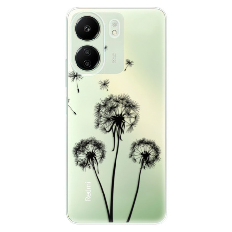 Odolné silikónové puzdro iSaprio - Three Dandelions - black - Xiaomi Redmi 13C