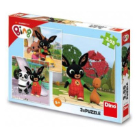 Puzzle 3in1 Bunny Bing/Bing hrá 3x55 kusov v rámčeku 27x19x4cm