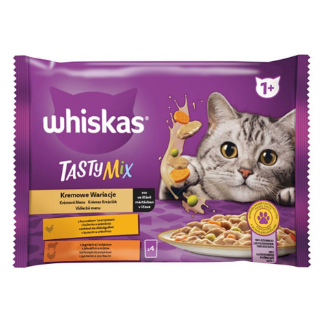 Mars WHISKAS kapsička cat Tasty mix ( kura&zel., jah.& morč.) v krémovej omáčke 4 x 85 g