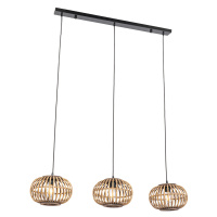 Orientálna závesná lampa bambusová 3-svetlá predĺžená - Amira