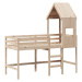 vidaXL Vyvýšená posteľ rebrík strecha 90x190 cm masívna borovica