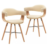 Jedálenská stolička 2 ks ohýbané drevo / umelá koža Dekorhome Krémová / svetlohnedá,Jedálenská s