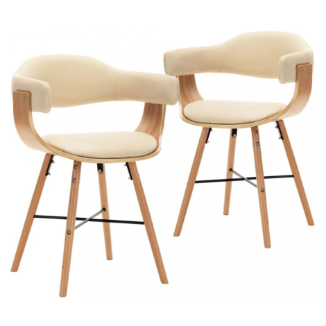 Jedálenská stolička 2 ks ohýbané drevo / umelá koža Dekorhome Krémová / svetlohnedá,Jedálenská s vidaXL
