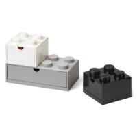 LEGO® stolné boxy so zásuvkou Multi-Pack 3 ks - čierna, biela, šedá