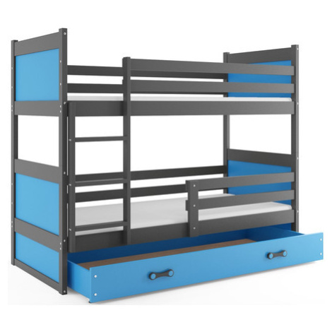 Detská poschodová posteľ RICO 200x90 cm Modrá Sivá BMS