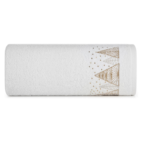 Bavlnený uterák biely so zlatou vianočnou vyšívkou Šírka: 70 cm | Dĺžka: 140 cm