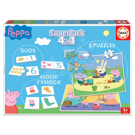 Puzzle domino a pexeso Peppa Pig Disney Superpack 4v1 Educa