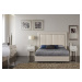 Estila Moderná kožená posteľ Monica s elegantným prešívaným čelom krémovej farby 150-180cm