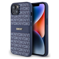 DKNY PU Leather Repeat Pattern Tonal Stripe Zadný Kryt pre iPhone 14 Blue