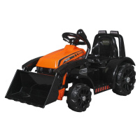 mamido Detský elektrický traktor s radlicou oranžový
